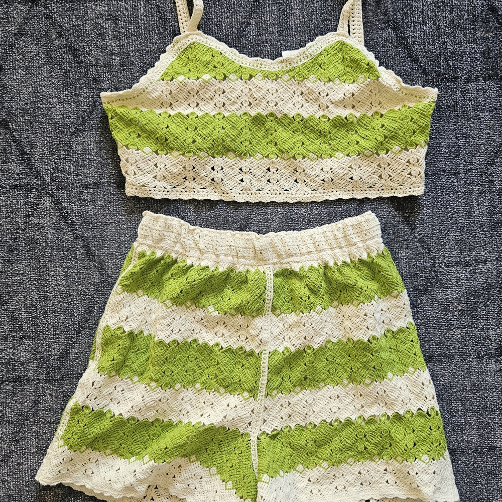 Rebellion Lime and Cream Crochet Apparel